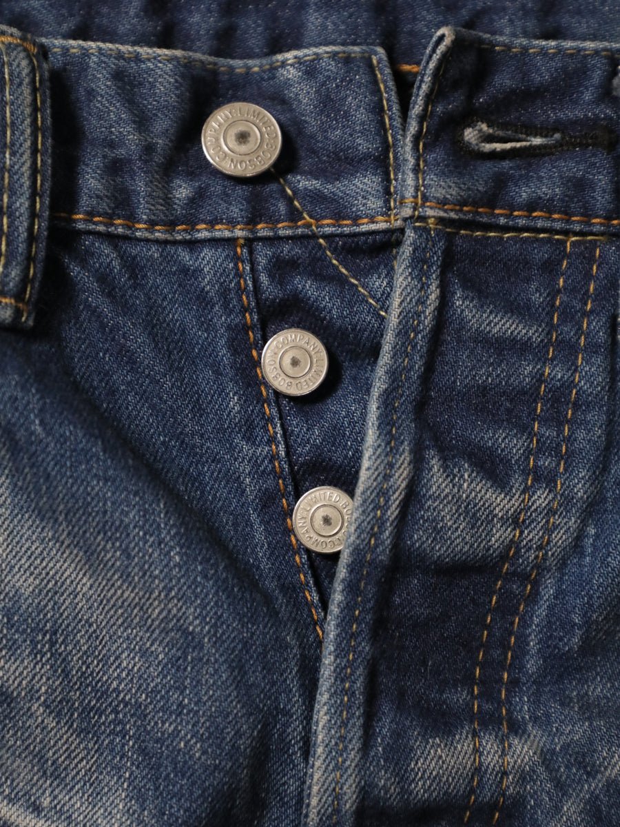 B-1969-XX-F-970 Used-Washed Flare Jeans made with Selvedge Denim from Okayama