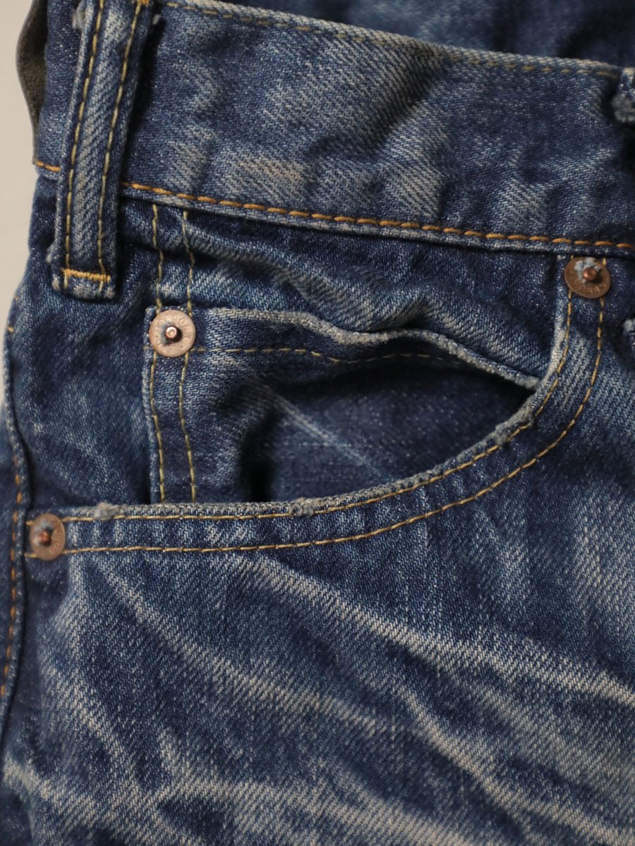 B-1969-XX-F-970 Used-Washed Flare Jeans made with Selvedge Denim from Okayama