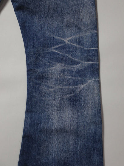 B-1969-XX-F-970 Used-Washed Flare Jeans made with Selvedge Denim from Okayama