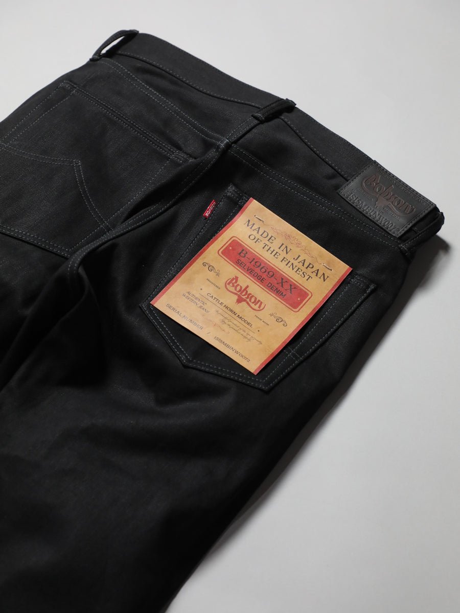 B-1969-XX-J-BK  Selvedge Black Denim Straight Jeans