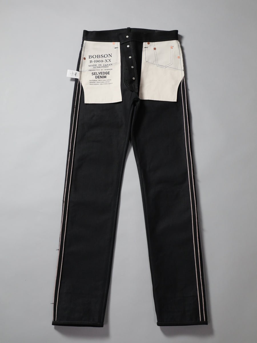 B-1969-XX-J-BK  Selvedge Black Denim Straight Jeans