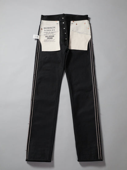 B-1969-XX-J-BK  Selvedge Black Denim Straight Jeans