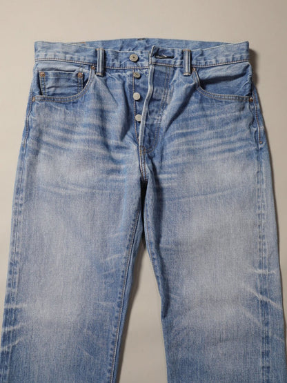 B-1969-XX-J-013 【Okayama-made Selvedge Denim】 Jeans, Bleach Wash, Straight Selvedge Denim usedwash