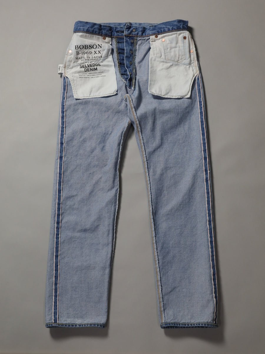 B-1969-XX-J-013 【Okayama-made Selvedge Denim】 Jeans, Bleach Wash, Straight Selvedge Denim usedwash