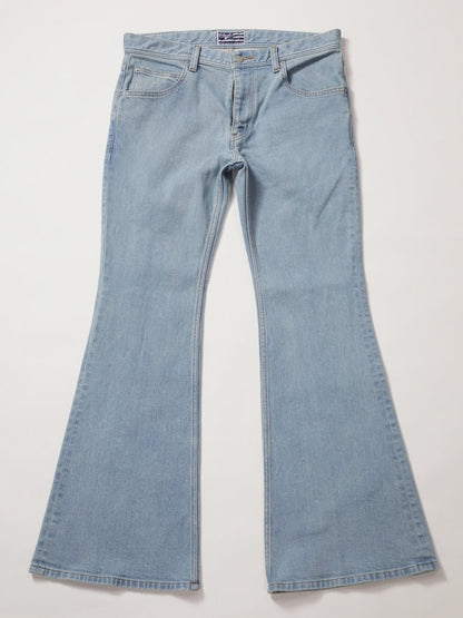 Bell-bottom jeans, retro high-bleach color, unisex, 12.5oz