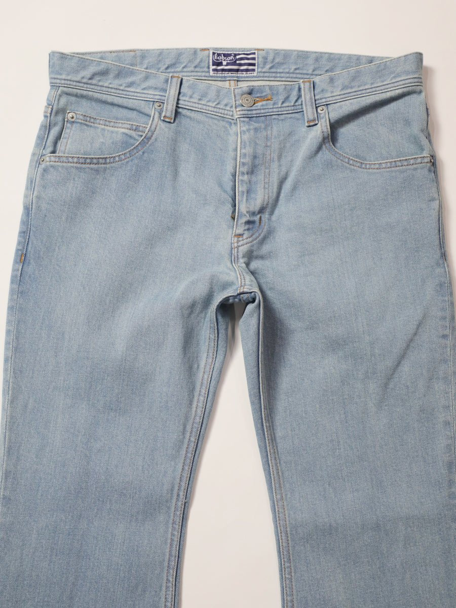 Bell-bottom jeans, retro high-bleach color, unisex, 12.5oz