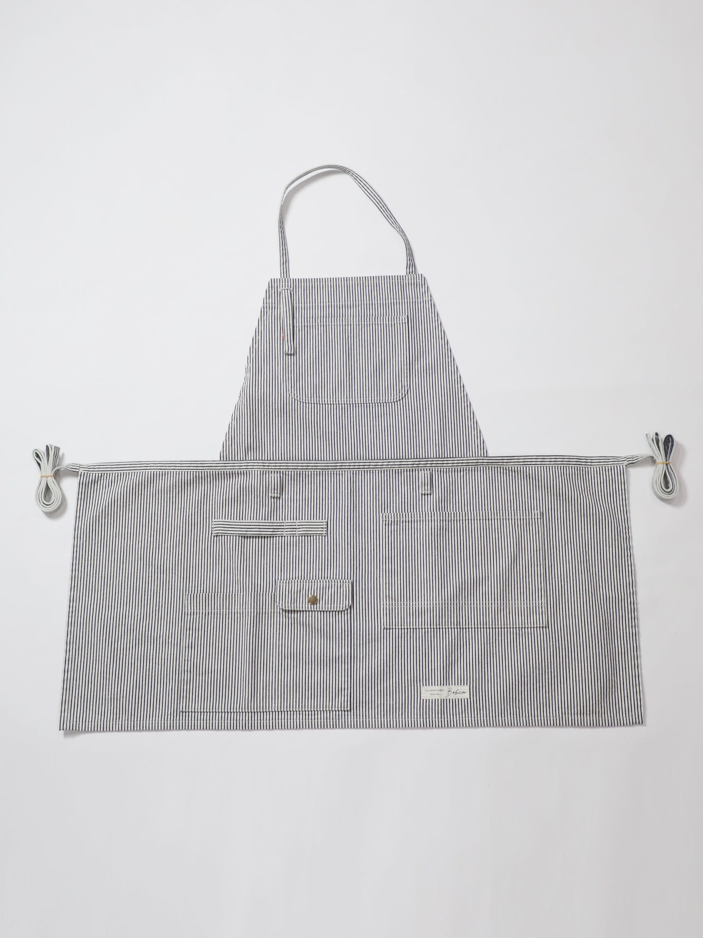 2WAY Denim Apron Zimbabwe Yarn x Okayama Weave Denim [10oz] Bleached Color/Indigo Color Unisex