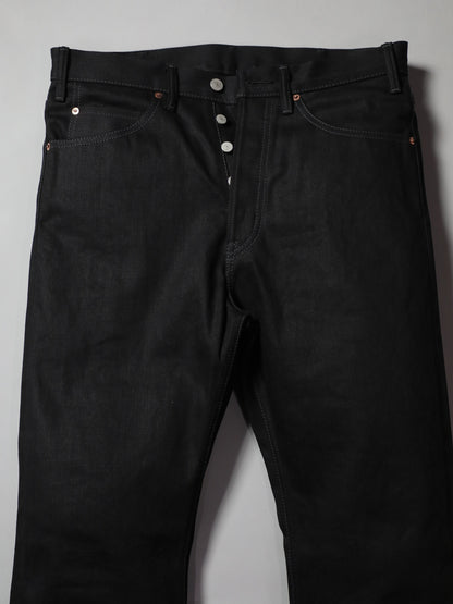 B-1969-XX-F-BK-004 【Okayama-made, vertically and horizontally black selvedge denim】Bell-bottom rigid BELL-BOTTOM BLACK SELVEDGE DENIM RIGID
