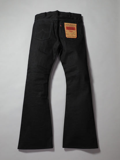 B-1969-XX-F-BK-004 【Okayama-made, vertically and horizontally black selvedge denim】Bell-bottom rigid BELL-BOTTOM BLACK SELVEDGE DENIM RIGID