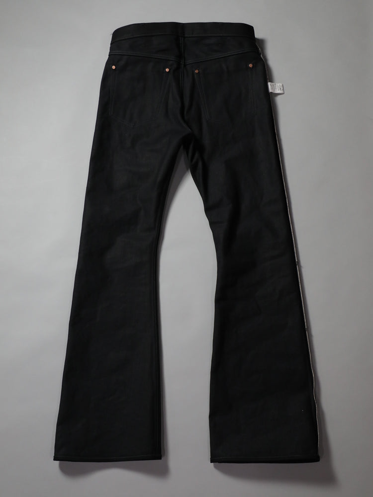 B-1969-XX-F-BK-004 【Okayama-made, vertically and horizontally black selvedge denim】Bell-bottom rigid BELL-BOTTOM BLACK SELVEDGE DENIM RIGID