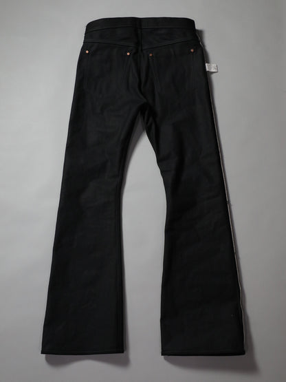 B-1969-XX-F-BK-004 【Okayama-made, vertically and horizontally black selvedge denim】Bell-bottom rigid BELL-BOTTOM BLACK SELVEDGE DENIM RIGID