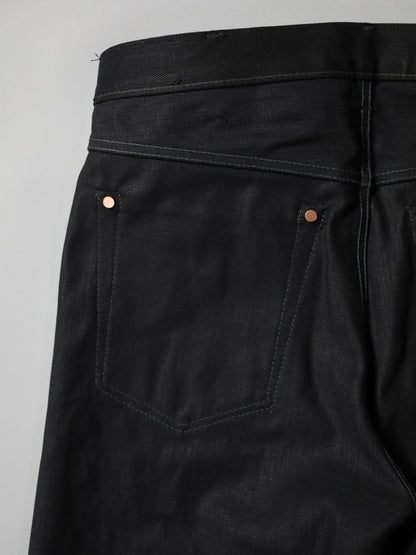 B-1969-XX-F-BK-004 【Okayama-made, vertically and horizontally black selvedge denim】Bell-bottom rigid BELL-BOTTOM BLACK SELVEDGE DENIM RIGID