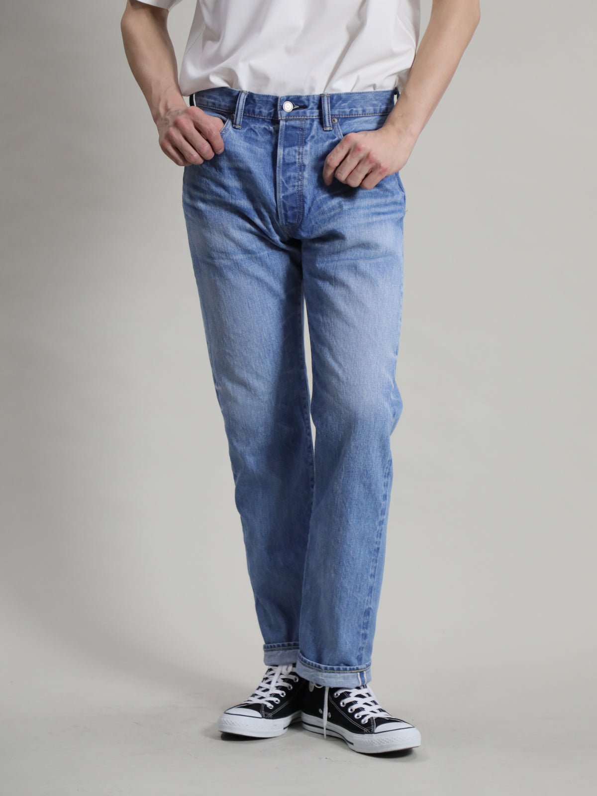 B-1969-XX-J-013 【Okayama-made Selvedge Denim】 Jeans, Bleach Wash, Straight Selvedge Denim usedwash