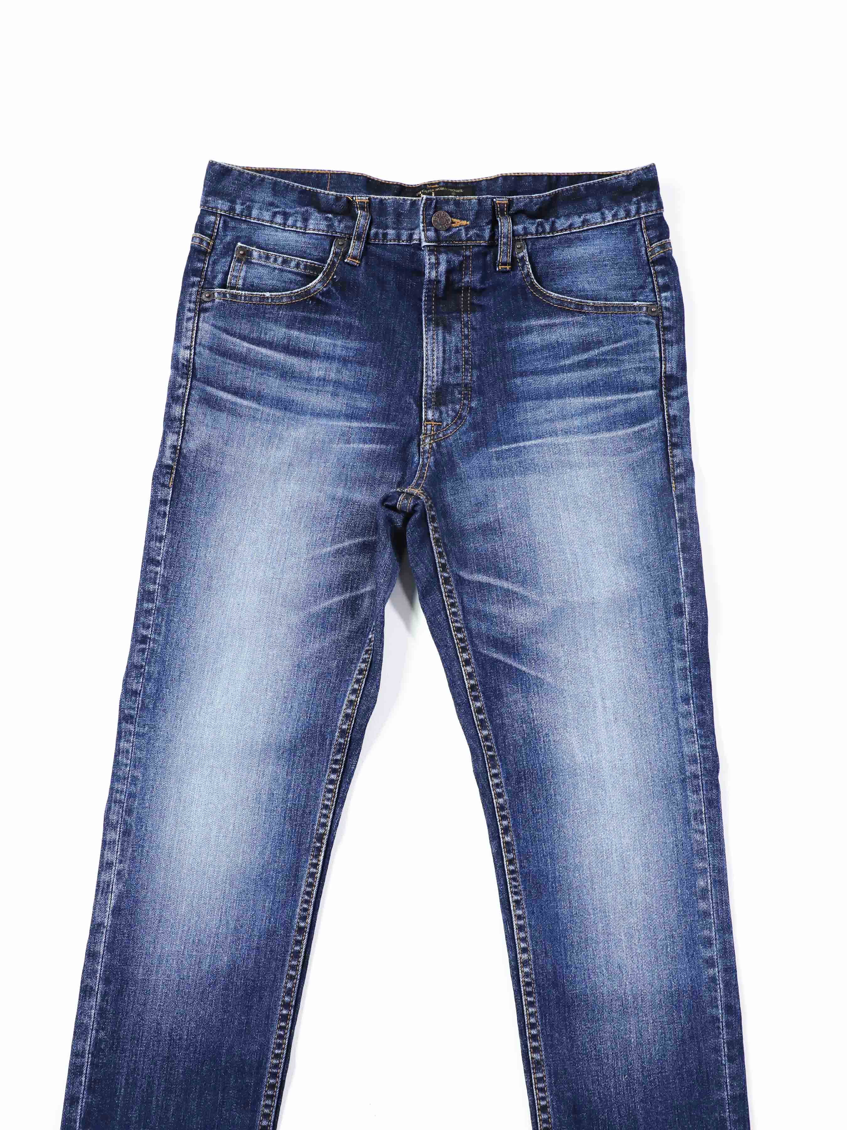 Premium Jeans Tapered Straight Distressed Blue Color/Men's