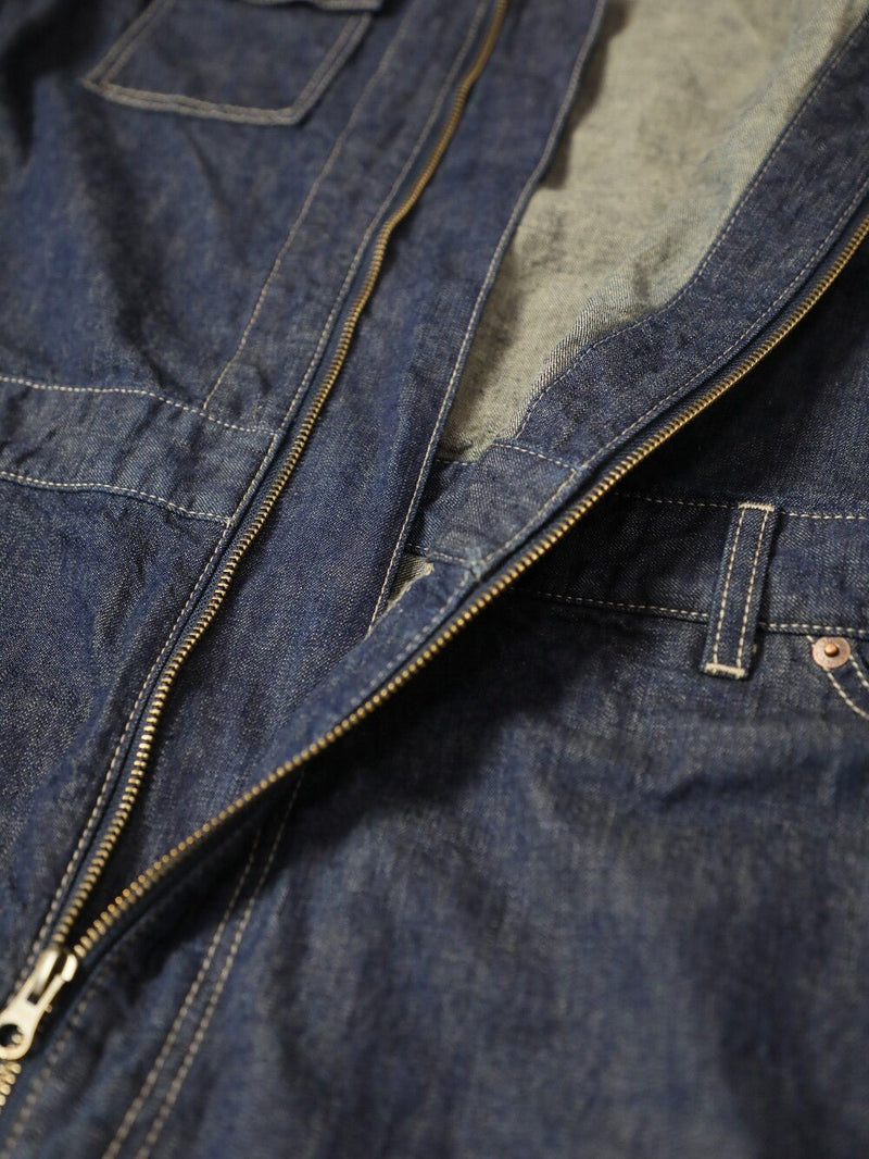 Men's One-Wash Military Denim All-in-One Short-Sleeve Overalls.