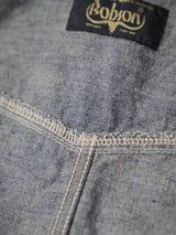 Men's One-Wash Military Denim All-in-One Short-Sleeve Overalls.