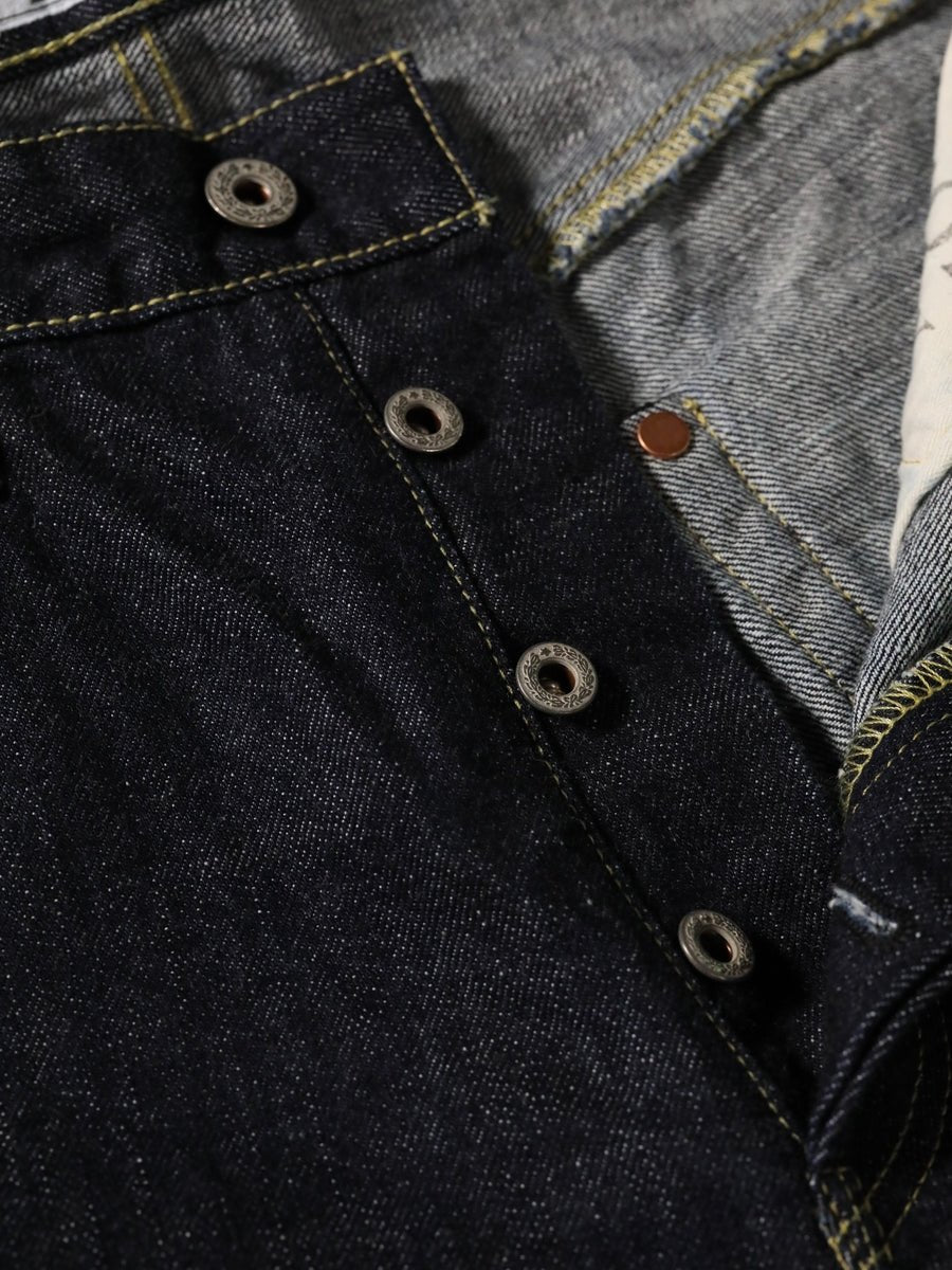 B-1969-XX-RR2011-680 One-Washed Cinch buckle Jeans made with Selvedge denim from Okayama