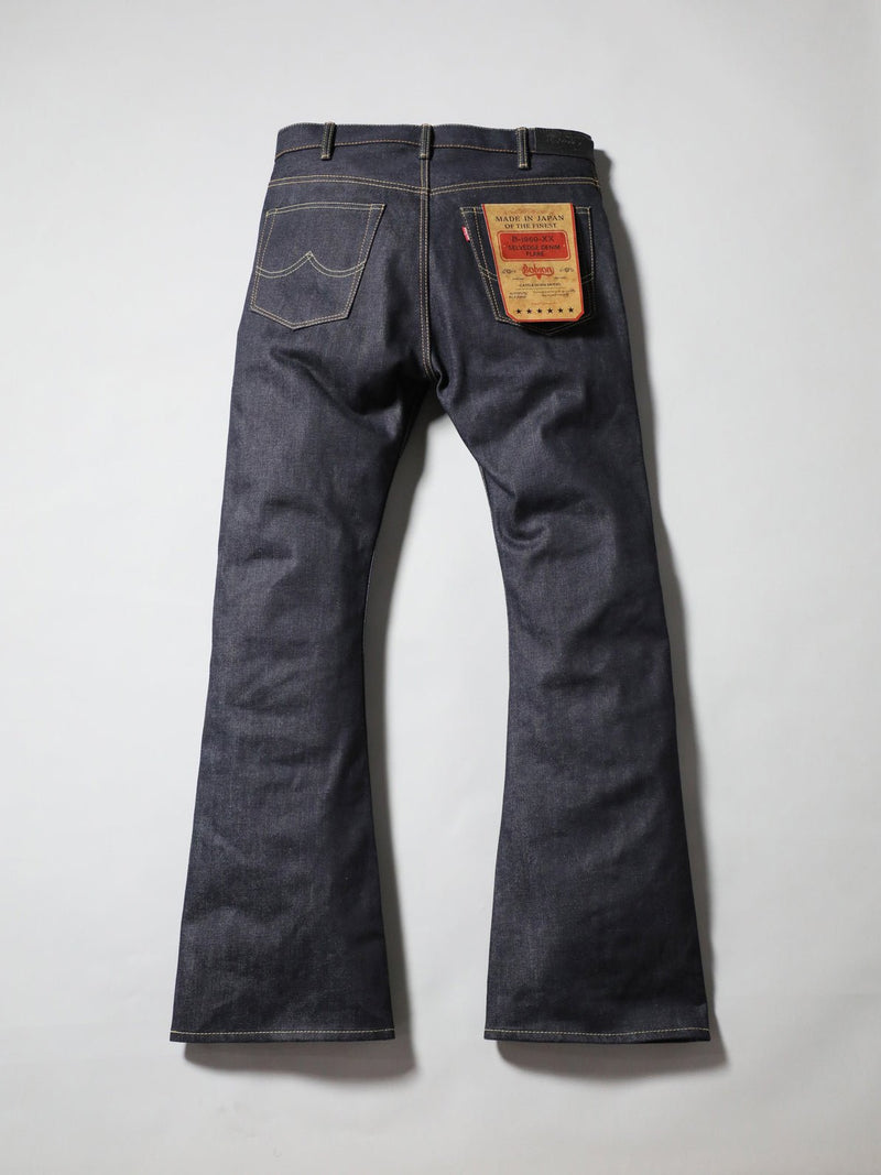B-1969-XX-F-004 Flare Jeans Rigid, made with Selvedge Denim from Okayama – FLARE SELVEDGE DENIM RIGID, made in Okayama.